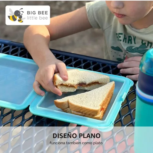 Miniatura 3 de Big Bee, Little Bee - SoftShell Contenedor de silicona reutilizable para almacenamiento de alimentos con tapa de concha conectada, fácil de limpiar
