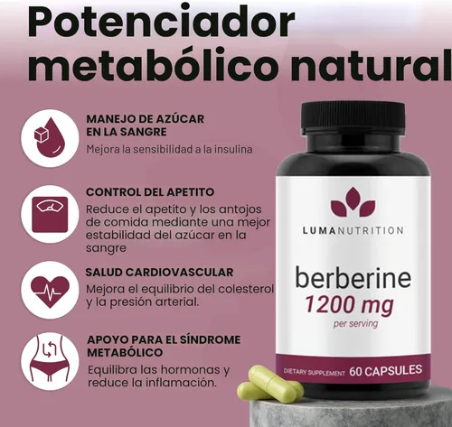 Miniatura 2 de Luma Nutrition Suplemento de berberina – Berberina HCL 1200 mg por porción – Vegano, sin gluten, sin OMG – 60 cápsulas