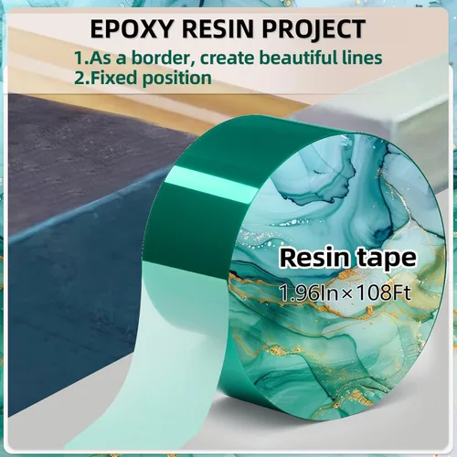 Miniatura 4 de 2 rollos de cinta de resina 1.96 pulgadas × 108 pies de cinta de epoxi resistente a altas temperaturas 220℃, cintas de epoxi para joyería DIY, mesa