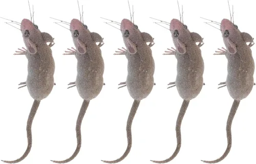 Modelo de ratón falso realista, 5 piezas, figuras de rata en miniatura para broma de Halloween, decoración del hogar, exhibición educativa, juguetes