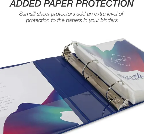 Miniatura 97 de Samsill - Carpeta duradera de 5 pulgadas, fabricada en los Estados Unidos, con anillos en D, transparente y personalizable, color blanco