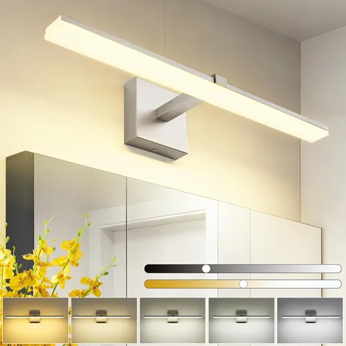 Miniatura 9 de Luz de tocador de baño negra de 32 pulgadas, LED moderna, 3CCT, regulable, 24 W, luminarias de baño sobre espejo 3000 K/4500 K/6000 K, 3