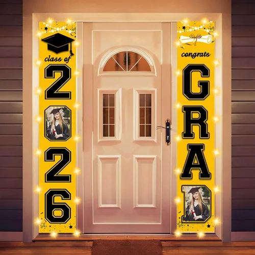 Miniatura 31 de Decoraciones personalizadas para fiestas de graduación 2026 – Cartel de felicitación de graduación grande – Cartel de fondo de graduación