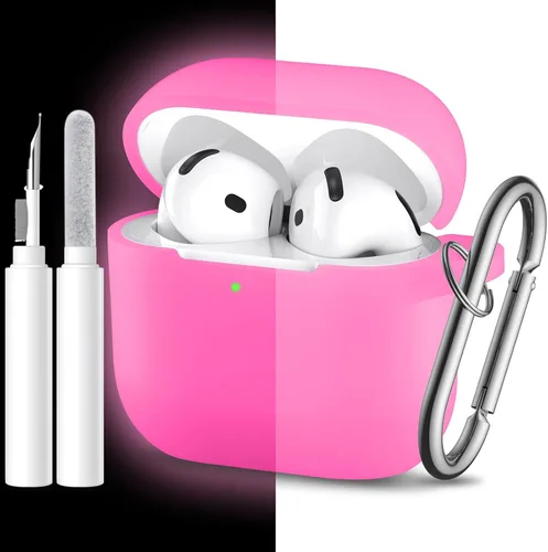 Miniatura 28 de Funda protectora completa de silicona suave para AirPods 4 con llavero y kit de limpieza, compatible con Apple Airpods 4 para mujeres y hombres