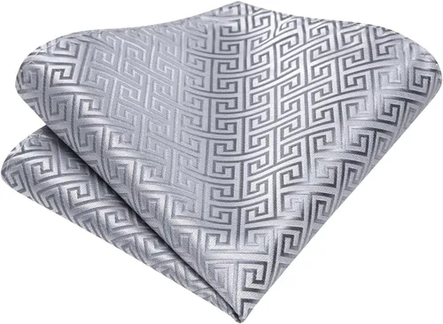 Miniatura 180 de Hi-Tie Corbata clásica de cachemira para hombre con pañuelo y gemelos a cuadros