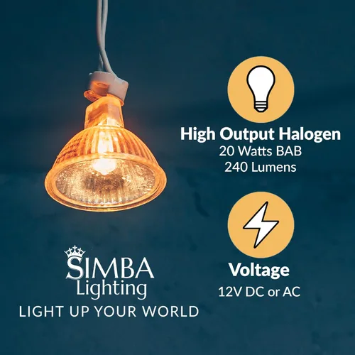 Miniatura 4 de Simba Lighting Bombillas halógenas MR16 de 20 W y 12 V (paquete de 6) para paisaje, luces de pista, fibra óptica, lámparas de escritorio, focos BAB