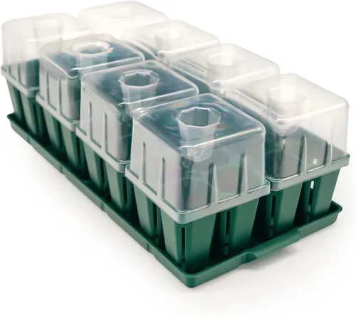 Miniatura 3 de Vego garden Seedling Suite Products, paquete de 8 bandejas de plántulas jumbo con tapas de bandeja de plántulas y bandejas de riego inferiores de 10