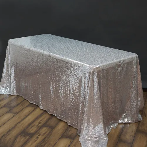 Miniatura 10 de Tableclothsfactory Luxury Collection Duchess - Mantel rectangular de lentejuelas, 60 x 126 pulgadas, color plateado