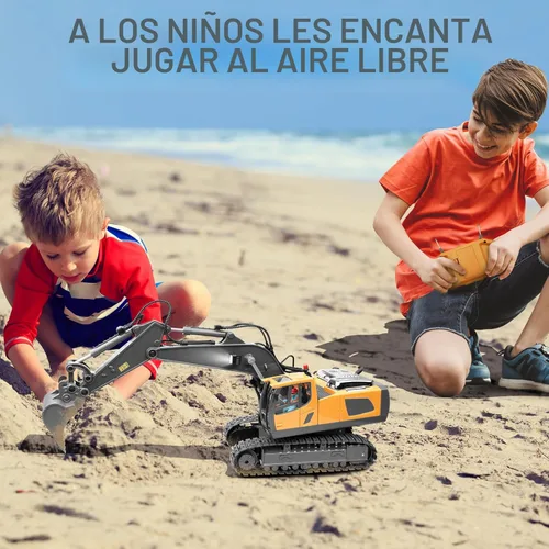 Miniatura 6 de Samtop Juguetes de excavadora con control remoto, vehículos de construcción RC de 11 canales 1:20, juguetes de coche hidráulicos de rotación 680°