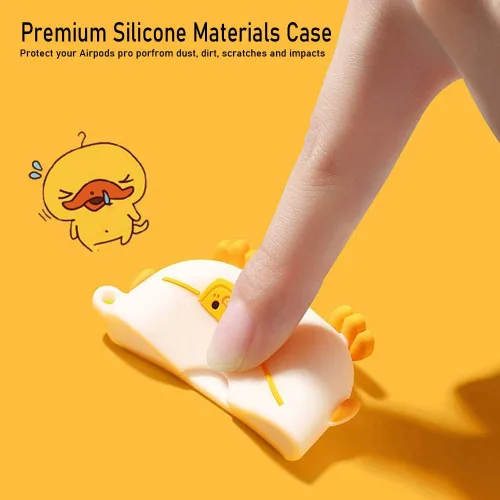 Miniatura 3 de Linda Funda de Pato para Airpod de 2ª y 1ª Generación, Divertida Funda de Airpods 3D de Dibujos Animados Kawaii con Kit de Limpieza y Llavero