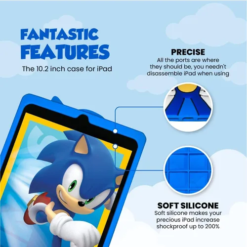 Miniatura 3 de Funda Trasera de Silicona Sonic The Hedgehog Compatible con iPad de 9ª/8ª/7ª Generación (2021/2020/2019), Funda Protectora Antideslizante de Goma