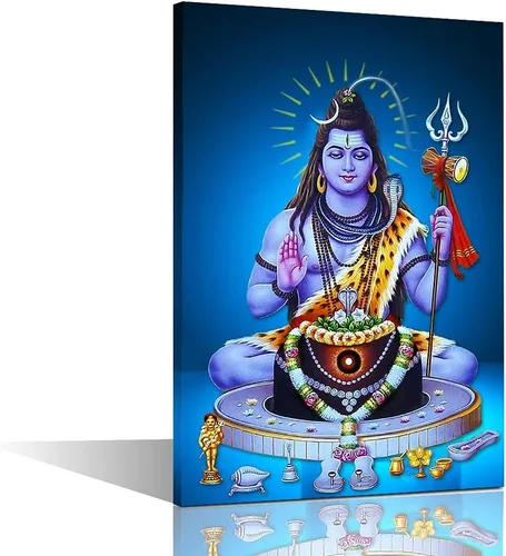 Miniatura 40 de TUMOVO Lord Ganesha - Decoración de pared Ganapati de Deidad india, cuadros impresos en lienzo, pósteres de pintura hinduismo cultural hindú
