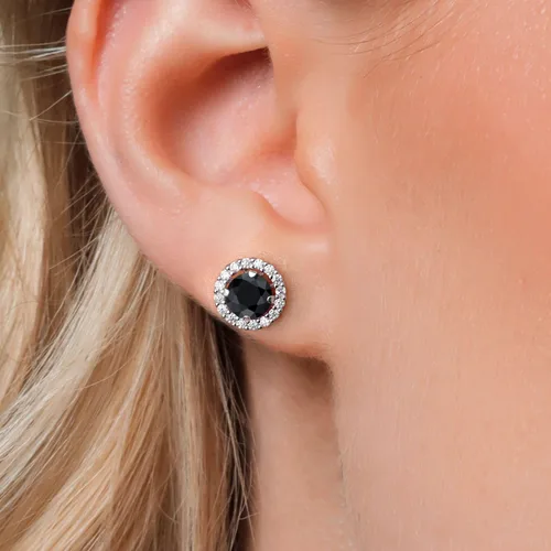 Miniatura 237 de Gem Stone King Aretes redondos de plata de ley 925 de 0.236 in con piedra natal extraíble para mujer