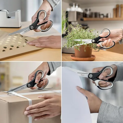 Miniatura 5 de Leitz Tijeras de titanio, para diestros o zurdos (ambidiestros), 8.071 in, papelería de oficina, mango ergonómico, color negro