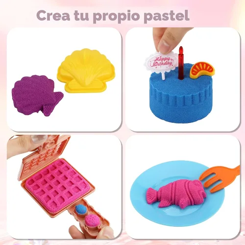 Miniatura 5 de YIDESTARS Kit de juego sensorial: juguete de arte de arena y helado, 4 libras de arena colorida, moldes, herramientas, caja de arena con tapa