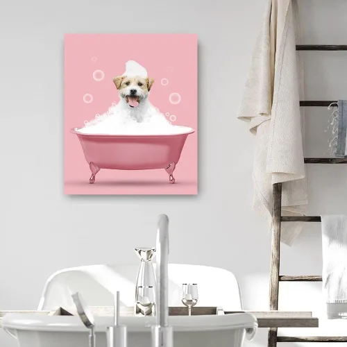 Miniatura 3 de Fotos personalizadas de mascotas en lienzo para pared Arte de baño personalizado Lindo perro gato en bañera Impresiones, divertidos animales Foto