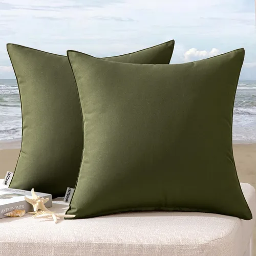 Miniatura 25 de MIULEE - Juego de 2 fundas de almohadas decorativas para exteriores, impermeables, cuadradas, para jardín, para cenador de primavera, tienda de Negro