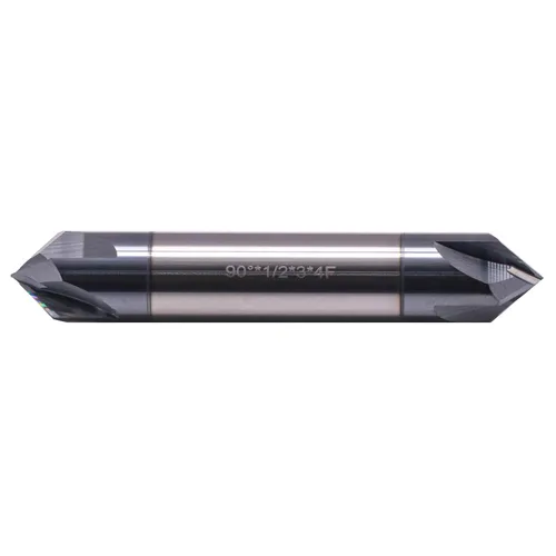 Miniatura 5 de BestParts Fresa de extremo de carburo sólido de alto rendimiento, fresadora de chaflán - extremo doble - recubierto AlTiN, 2 flautas, ángulo
