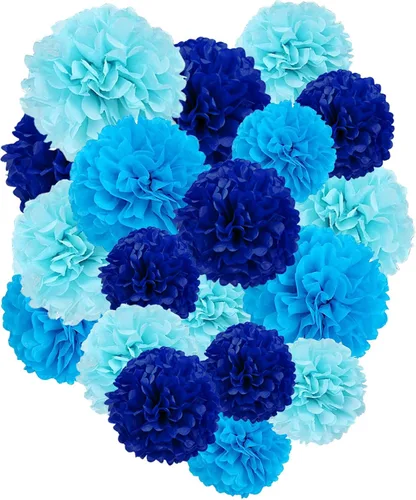 Miniatura 10 de Capesaro Pompones de Papel Dorado y Negro - 10", 12" Decoraciones de Papel Tisú para Decoración Colgante de Fiestas - Juego de 12 Piezas