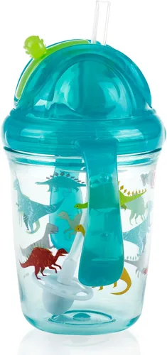 Miniatura 3 de Nuby Tritan - Taza estampada con asa doble con popote con 360 hilos, sin derrames, los colores pueden variar
