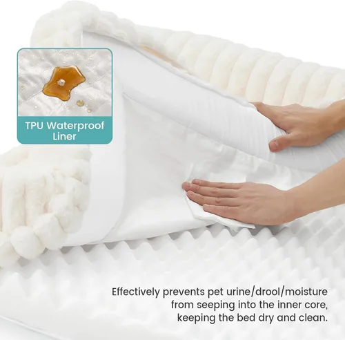 Miniatura 8 de COZY KISS Cama para perros pequeños de piel de conejo sintética, sofá ortopédico de espuma de 30 x 20 pulgadas con lados, funda extraíble lavable