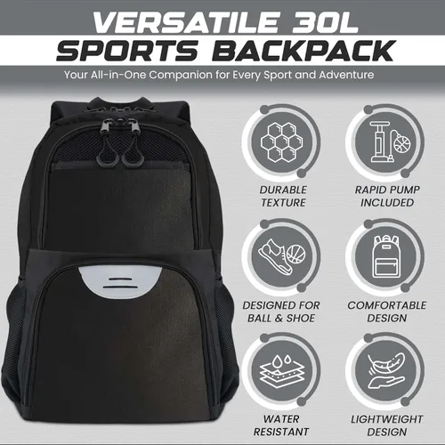 Miniatura 4 de Bolsa deportiva de fútbol y baloncesto con bomba de pelota - Mochila de baloncesto con compartimento separado para pelota y portazapatos, bolsa