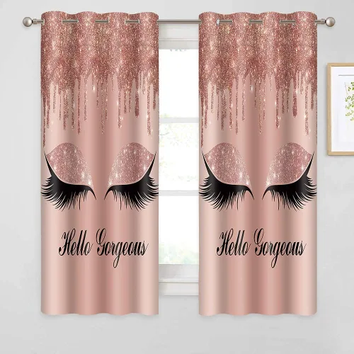 Miniatura 36 de Hello Gorgeous - Cortina de pestañas de unicornio, para oscurecer la habitación, con aislamiento térmico, con ojales, para decoración de dormitorio