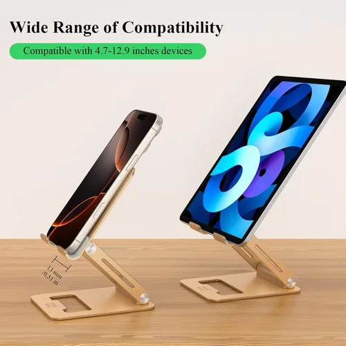 Miniatura 2 de Minthouz Soporte para tableta, soporte ajustable multiángulo para tableta, soporte de aluminio para iPad compatible con iPhone 17, 16, 15, 14, 13