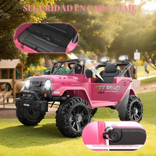 Miniatura 3 de ARBELI Camión de Paseo Eléctrico de 12V con Control Remoto, Vehículos Eléctricos para Niños con Música Bluetooth, Claxon, 3 Velocidades, 4 Luces Rosa