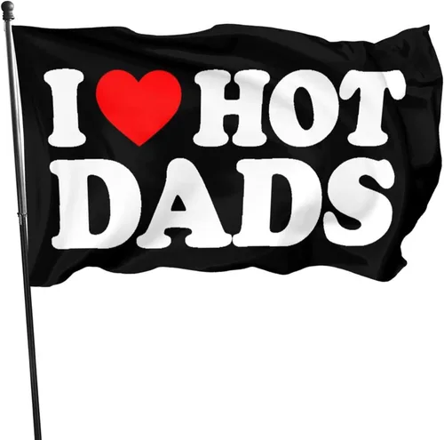 Miniatura 4 de Bandera con texto en inglés "I Love Dads I Love Hot Dads", divertida pancarta decorativa para interiores y exteriores, regalo de tapiz para el día
