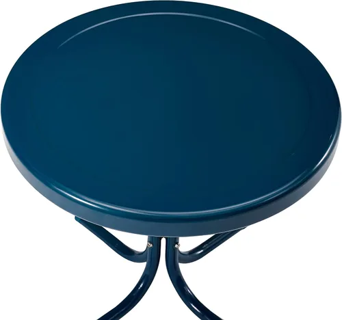 Miniatura 10 de Crosley Furniture Bates - Juego de 3 sillas y mesa auxiliar para exteriores de metal retro, juego de conversación para patio, color azul marino
