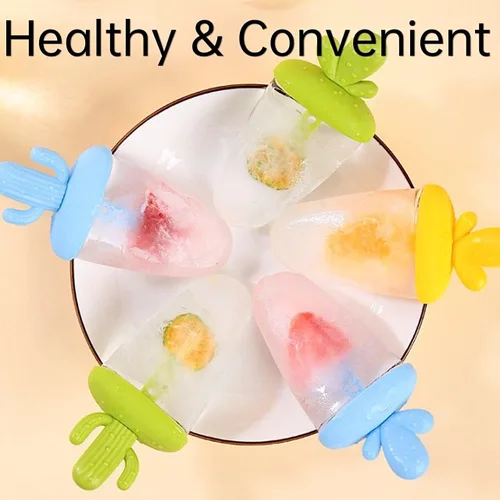 Miniatura 4 de AuraGlor Juego de moldes para paletas de cactus, moldes familiares para hacer helados, accesorios de cocina congelados, fácil liberación, saludable