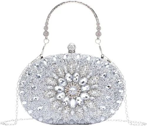Lanpet Bolso de mano de cristal para mujer, bolsos de noche con diamantes de imitación para fiesta de boda
