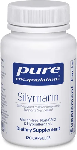 Pure Encapsulations Silimarina - 250 mg de cardo mariano por cápsula - Apoyo a la salud del hígado* - Suplemento antioxidante - Sin OMG y vegano -