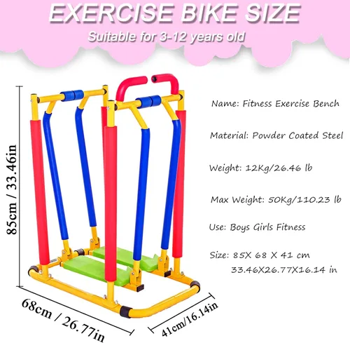 Miniatura 5 de Caminadora para niños para ejercicio de fitness, juguete de ejercicio divertido ajustable para niños, equipo de fitness para interiores