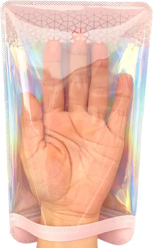 Miniatura 26 de 100 bolsas de embalaje holográficas resellables para pequeñas empresas, embalaje transparente con cierre de cremallera para recuerdos de fiesta