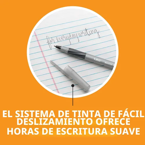 Miniatura 6 de BIC Bolígrafos Round Stic Grip Xtra Comfort, color negro, punta media (1.2 mm), paquete de 36 unidades, bolígrafos perfectos para escribir