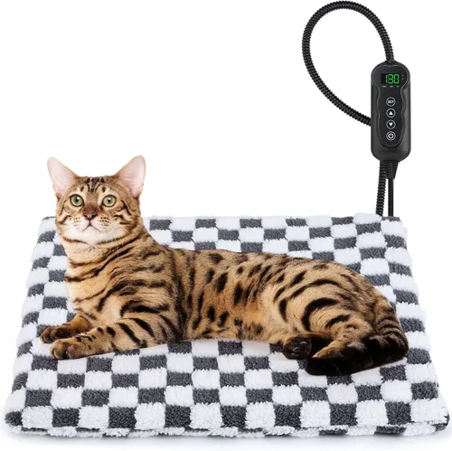 Miniatura 12 de MIXJOY Cama térmica para perro, 11 almohadillas térmicas de temperatura ajustable para perros con temporizador, alfombrilla térmica para mascotas