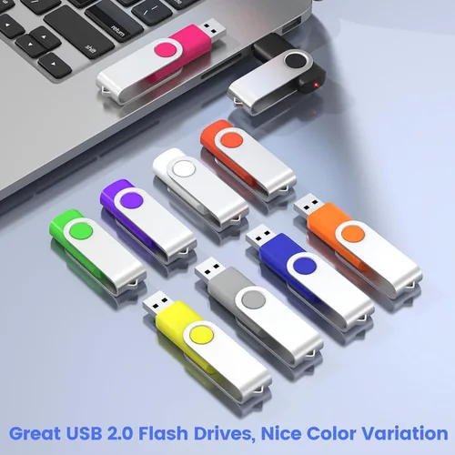 Miniatura 6 de ABLAZE Unidad flash de 4 GB, paquete de 10 unidades, memoria USB 2.0 con cordones, unidades de pulgar giratorias, disco Pendrive U de 4 GB
