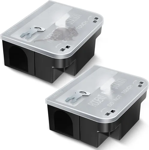 Qualirey Estación de ratas de 8.86 x 7.28 x 3.62 pulgadas, caja de control de roedores con tapa que se abre, estación de colocación de cebo de