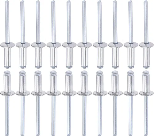 Miniatura 18 de DTGN Remaches ciegos de 0.094 in x 0.236 in (DxL) - Paquete de 60 - Bueno para unión de maquinaria - Remache de extremo abierto de cúpula de aluminio