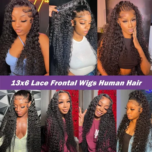 Miniatura 5 de Pelucas de cabello humano con encaje frontal HD de 13 x 6 pulgadas, cabello humano prearrancado, color negro natural, sin pegamento, peluca