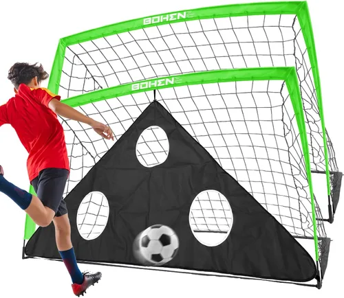 BOHEN 6x4 FT / 9x5 FT Kids Soccer Goals with Carry Bag, Portable Folding Soccer Net for Backyard Training, Indoor/Outdoor Use for Youth and Adult