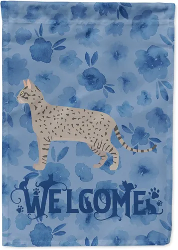 Miniatura 55 de Caroline's Treasures CK4813CHF - Bandera de bienvenida con gato abisinio azul, manga grande, para porche, para colgar en la pared, poliéster