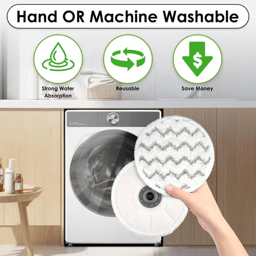 Miniatura 5 de Paquete de 6 almohadillas de repuesto 3897A para trapeador Bissell SpinWave SmartSteam 3897A 3712C 3712W, almohadillas de fregona giratorias