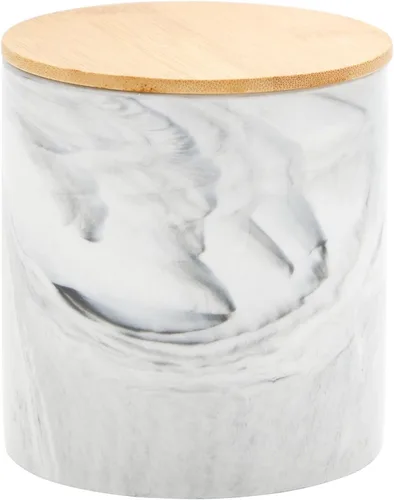 Miniatura 9 de Farmlyn Creek Juego de tarros de cerámica, tapas de madera herméticas para tarros de encimera de cocina, recipientes de cerámica de mármol blanco