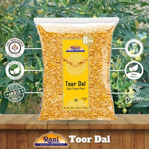 Miniatura 5 de Rani Toor Dal (guisantes de paloma esplita) 128 onzas (8 libras), 8.0 lbs a granel, totalmente natural, apto para gluten, sin OMG, vegano, origen