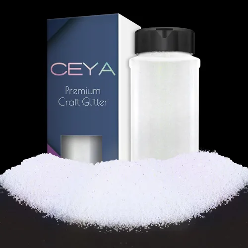 Ceya Polvo de purpurina ultra fina, 3.5oz/100g de color blanco iris con purpurina para manualidades, mezcla de lentejuelas finas iridiscentes para