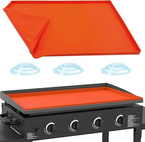 Miniatura 15 de Alfombrilla de silicona para parrilla Blackstone de 36 pulgadas, cubierta de silicona resistente de grado alimenticio, accesorios para parrilla Gris