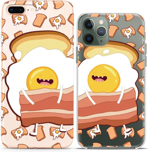 Fundas a juego para parejas compatibles con iPhone 16 15 14 13 12 11 Pro Max Mini Xs X 6s 8 Plus 7+ Xr 10 SE 5 Huevos Regalo de tocino Regalo Mejor